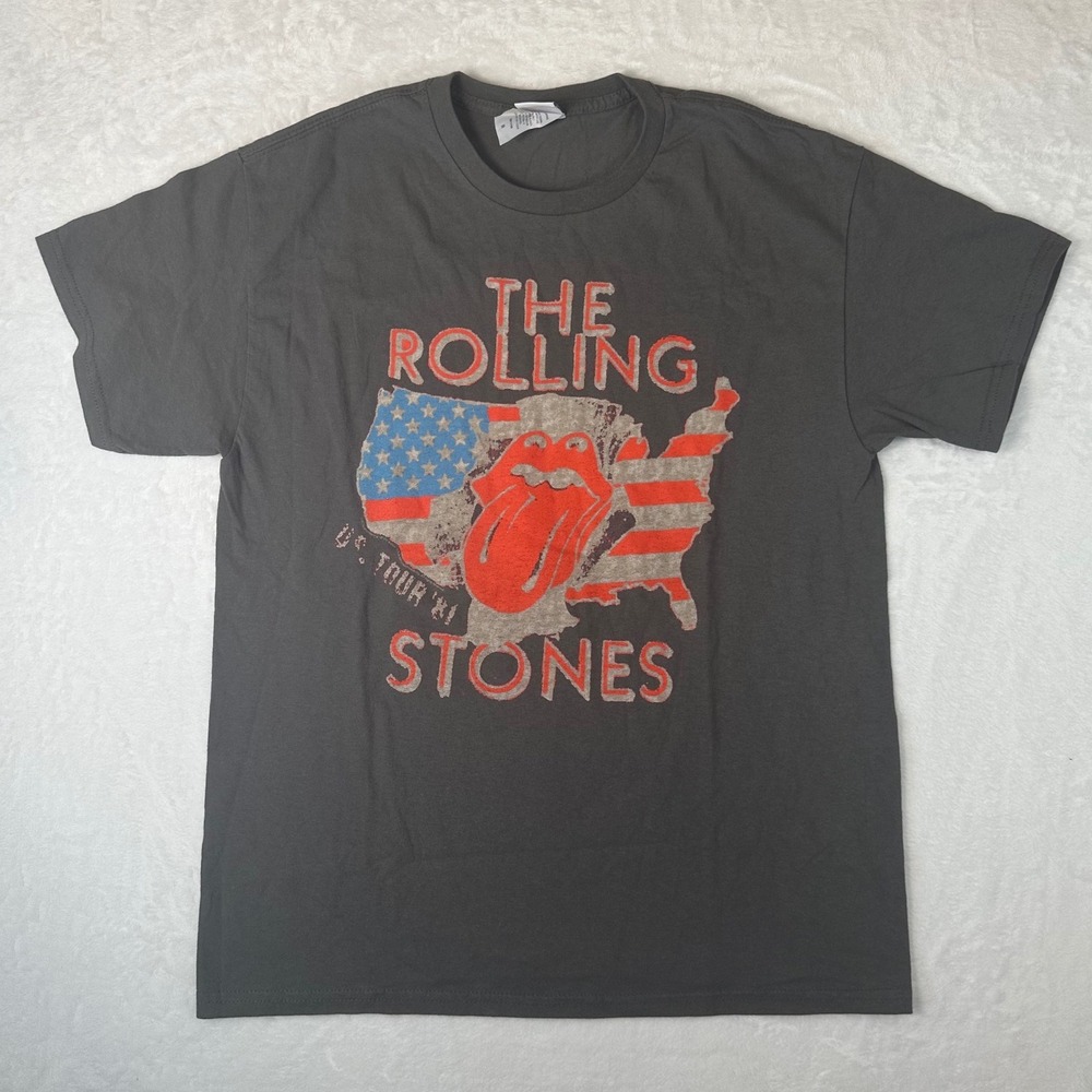 NWOT Junk Food Rolling Stones US Tour 81 Graphic T-Shirt Gray Mens Medium